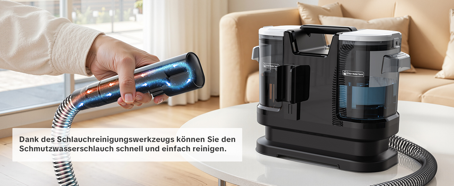 Портативний пилосос для чищення м'яких меблів Lubluelu 600 Вт, 18 кПа, з функцією самоочищення та насадкою для килимів, диванів та авто (чорний)