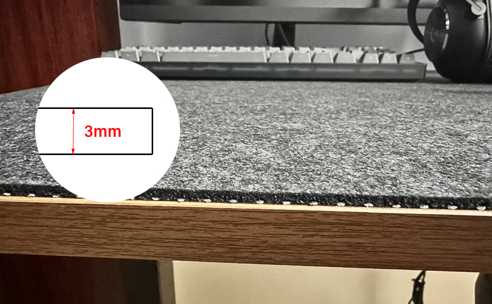 Підкладка під мишу з фетру 60x30 см, велика, для офісу та дому (темно-сірий)