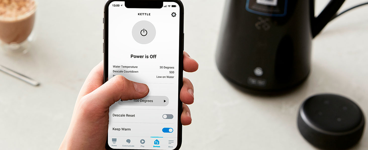 Чайник електричний Swan Alexa WIFI, 1.5л, з регулюванням температури, чорний, бездротовий, LED-сенсорний екран, функція підтримання тепла, Cool Touch, ізольована сталева стінка, 1800W, SK14650BLKNEU
