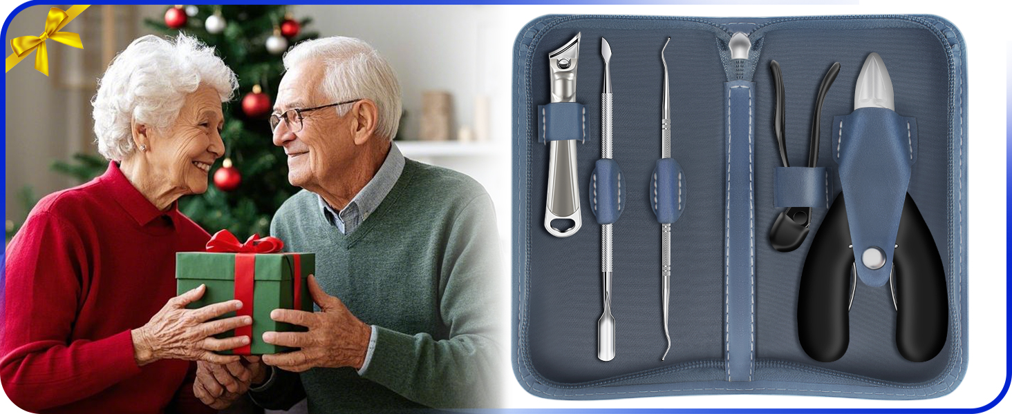 Ножиці для товстих нігтів, кутовий гострий нігтьовий кліпер для ніг з контейнером для чоловіків, довга ручка, вигнута леза (чорний)