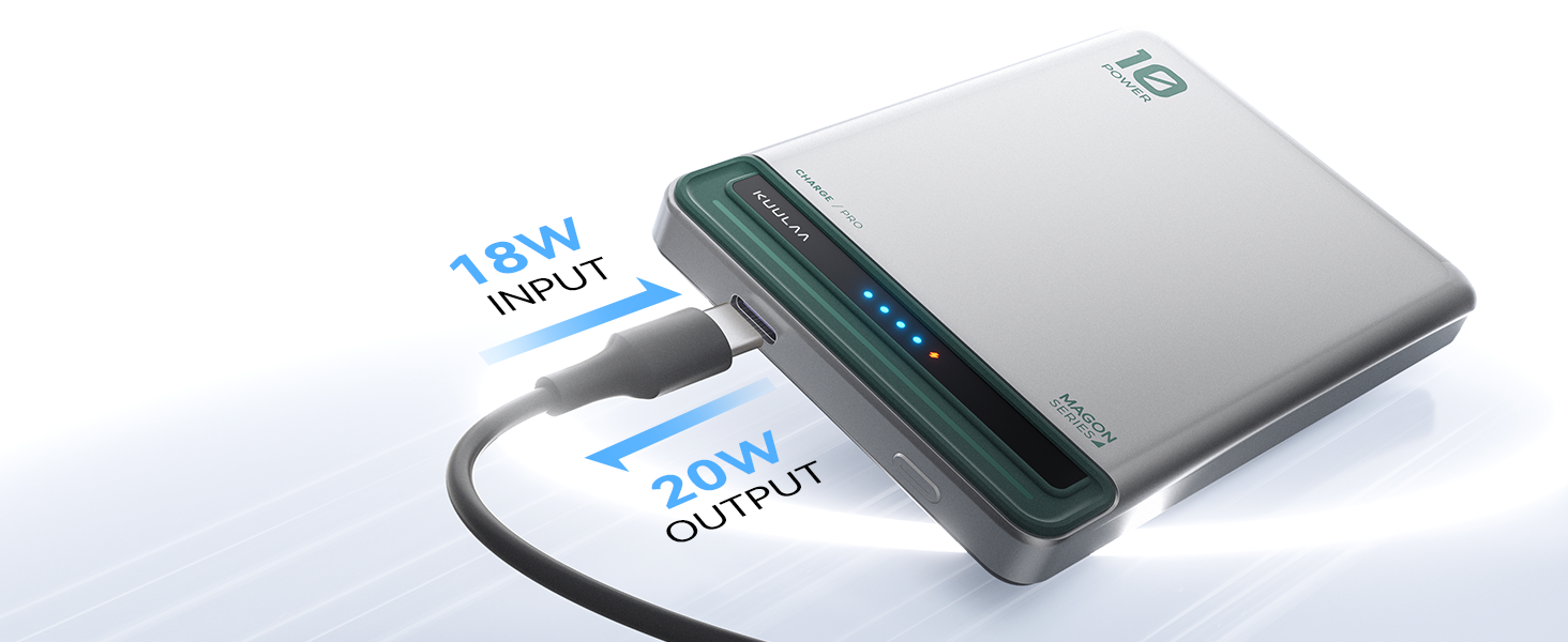 Powerbank Kuulaa Ultra Slim Magsafe 10000mAh з PD 20W, USB-C, для iPhone 17/16/15/14/13/12/Pro/Pro Max