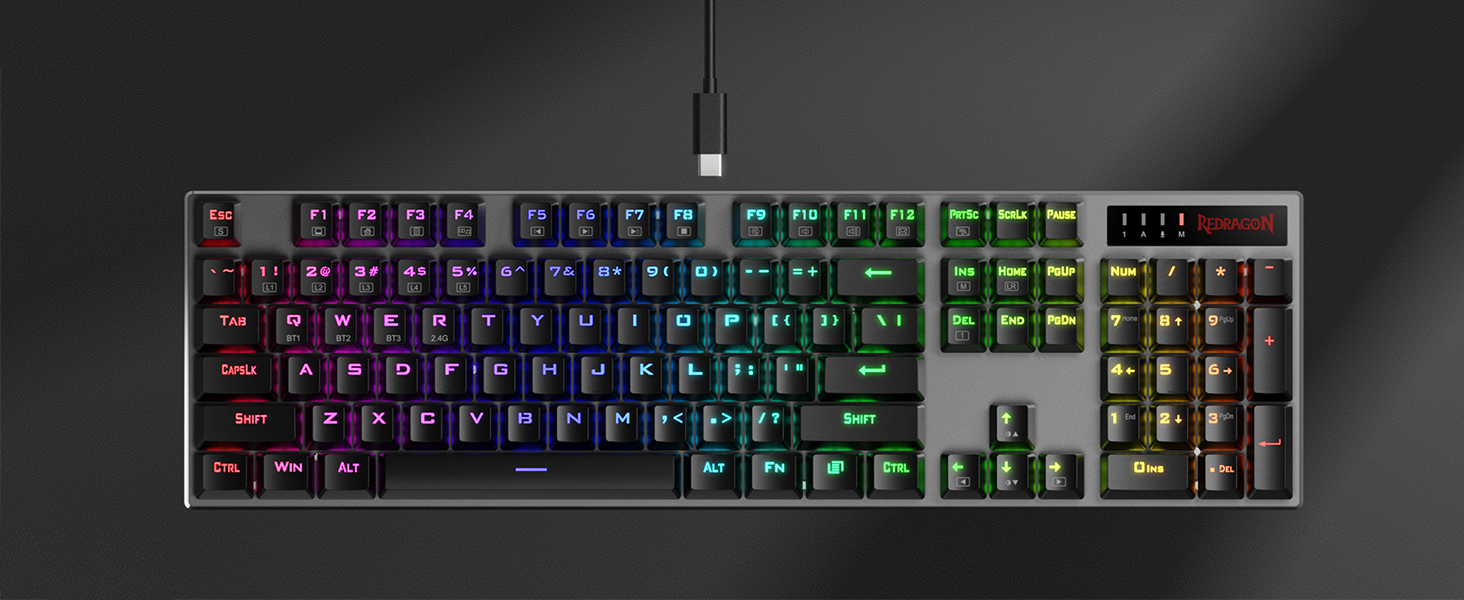 Redragon K660 RGB-ігрова клавіатура: 87 клавіш, TKL, механічна, з провідним підключенням, алюмінієва база, тихі червоні перемикачі