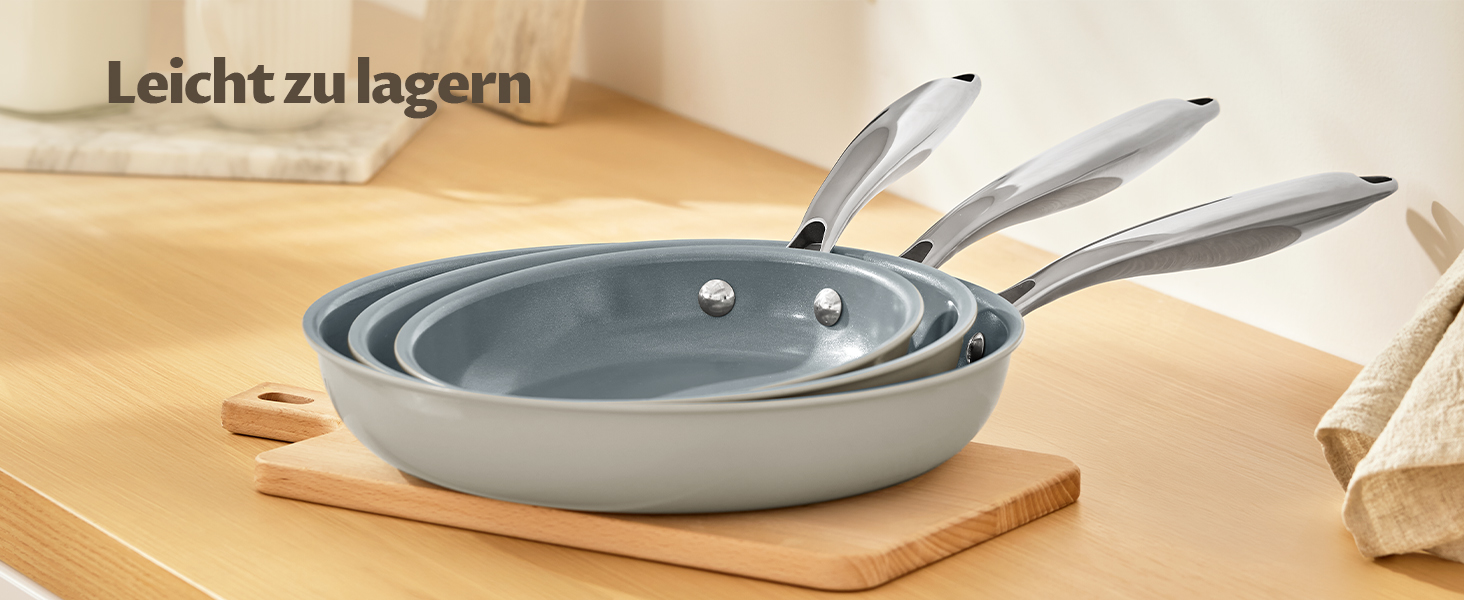 Blazant Induction Nonstick Pan Set - 20/24/28cm - PTFE-Free, Oven & Dishwasher Safe