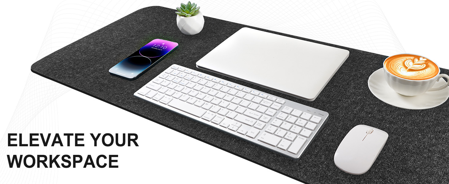 Підкладка на стіл з фетру | 100x40 см | Нековзна килимок для миші | Великий килимок для столу | Захист столу для офісу та дому (темно-сірий)