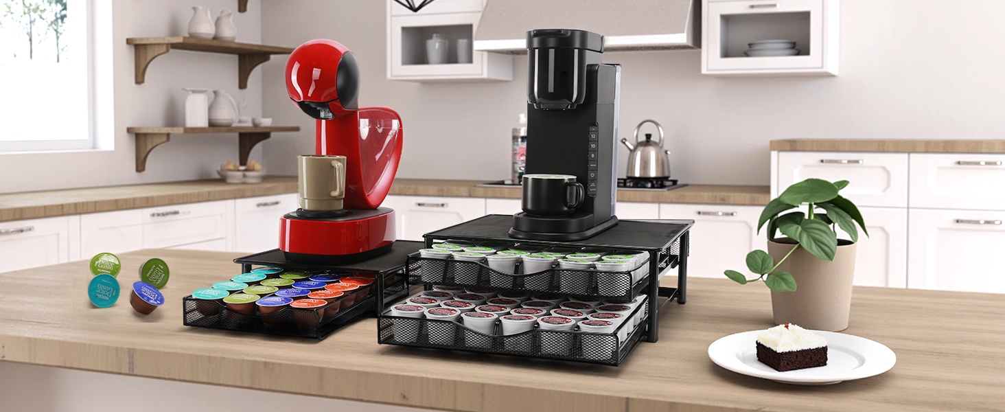 Організатор для капсул Dolce Gusto SYSYLY: 72 капсули, 2 ящики, металевий, чорний