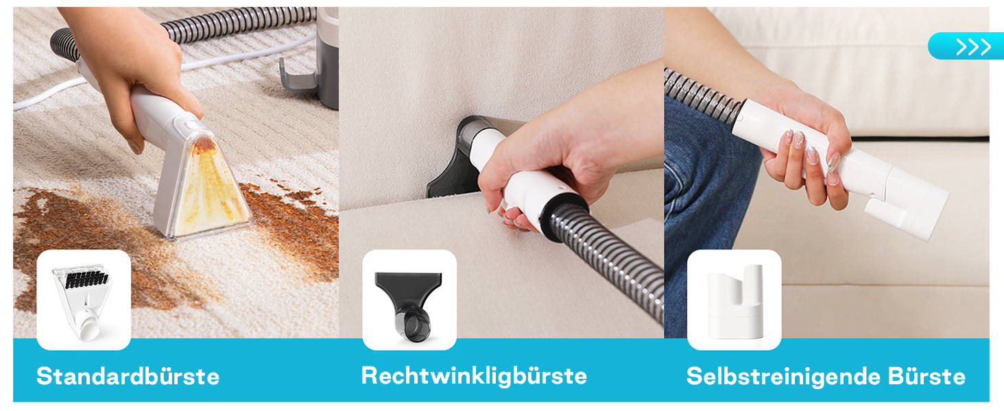 Пристрій для чищення м'яких меблів: мокрий/сухий пилосос, чистка килимів, 600W, 16KPa, бак 2,3L, самоочищення, компактний, для килимів, диванів, сходи