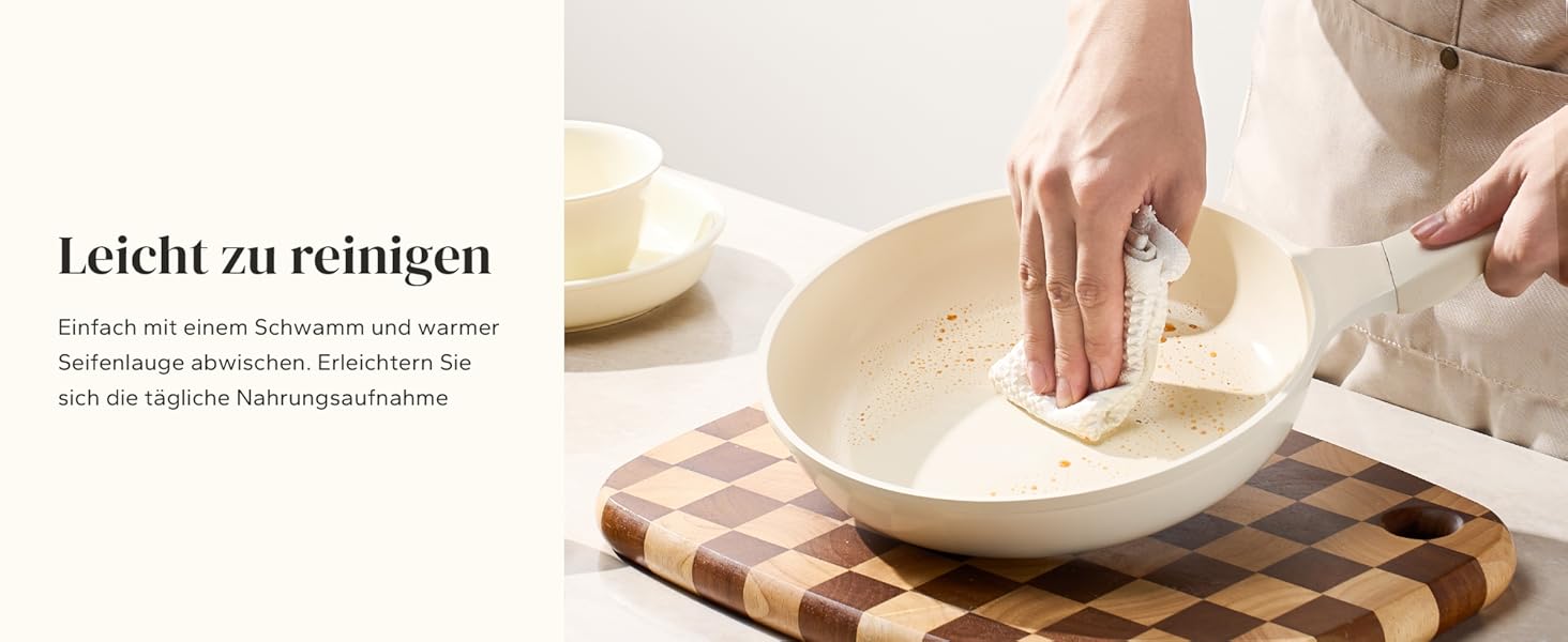 Набір посуду Redchef: 11-ти частинний набір каструль та сковорідок з керамічним покриттям, індукційний, PTFE-free, PFAS-free, для всіх типів плит, безпечний, миється в посудомийній машині (Бежевий)