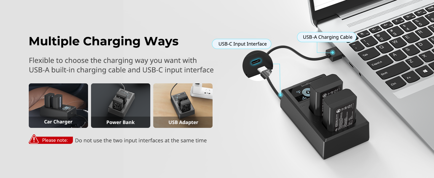 SMALLRIG Запасні акумулятори для Sony NP-FW50 (2 шт.) з LCD-дисплеєм та зарядним пристроєм. Сумісні з Sony ZV-E10, A6300, A6400, A6500, A7 II, A7R II, A7S, A7S II, A7R, RX10 III
