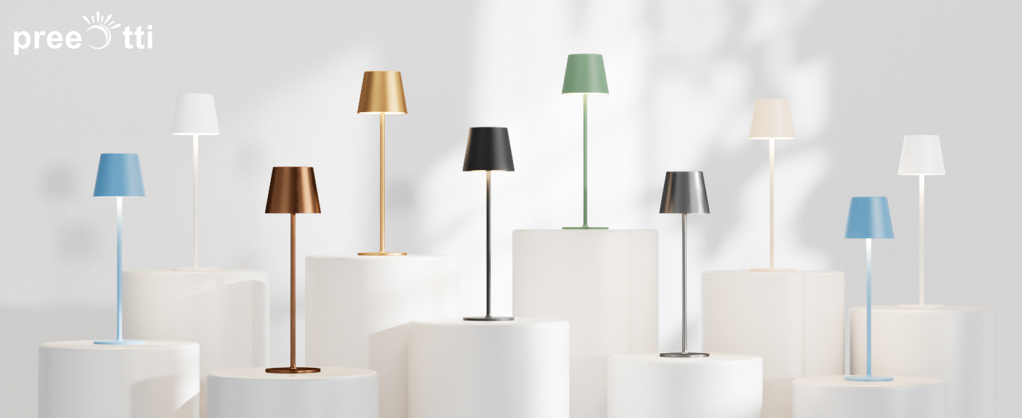 Набір з 2 бездротових настільних світильників LED з акумулятором, сенсорне регулювання яскравості, 3 режими кольору, USB-C зарядка для спальні, столу, кемпінгу (Чорний)