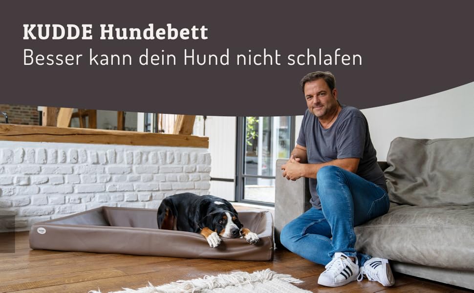 Ортопедичне ліжко для собак SABRO KUDDE Martin Rütter – Штучне шкіряне, миється, водовідштовхувальне, ергономічне, преміум аксесуар для маленьких собак, кремовий колір