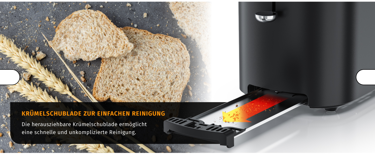 Тостер Arendo з нержавіючої сталі, 2 відділення, сенсорний екран, подвійні стінки, 800 Вт, підставка для тостів, 6 рівнів підсмажування, центрування хліба, індикатор часу, функція пам'яті, колір: чорний