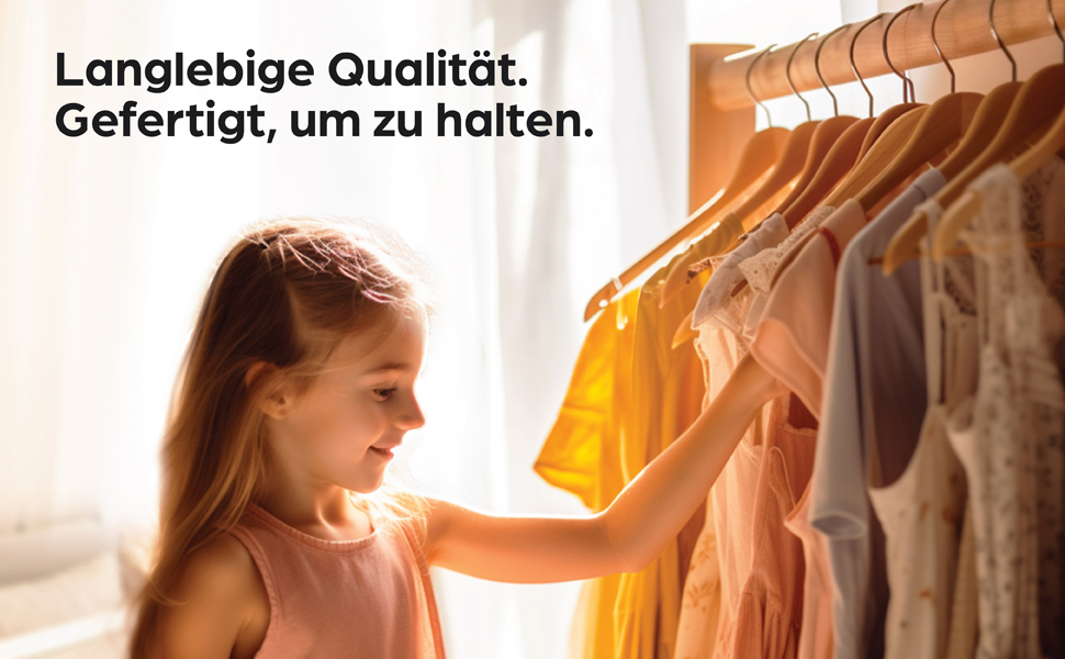 Дерев'яні вішалки для дитячого одягу з гачком, поворотні на 360° - набір 10 шт. - Міцне букове дерево з сертифікацією FSC® - Ідеальний порядок для дитячого одягу