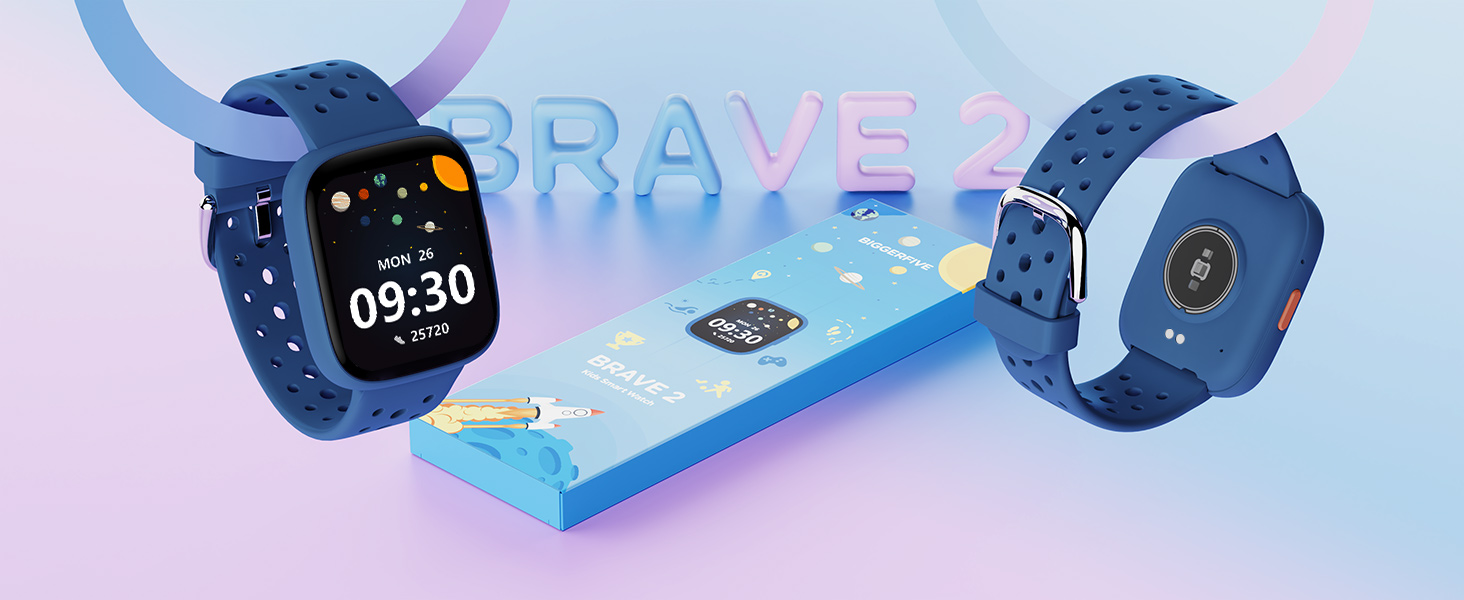 Смарт-годинник BIGGERFIVE для дітей, 1.8' - фітнес-трекер, пульсометр, монітор сну, водонепроникний (IP68), ігри, для дівчаток та хлопчиків 5-16 років, блакитний