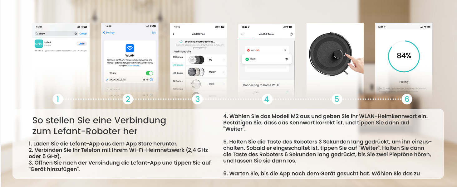 Робот-пилосос LEFANT M210PG з пультом дистанційного керування, потужність 2200Pa, для видалення шерсті тварин, з базою для зарядки, сумісний з Alexa та керуванням через додаток, час роботи 120 хвилин