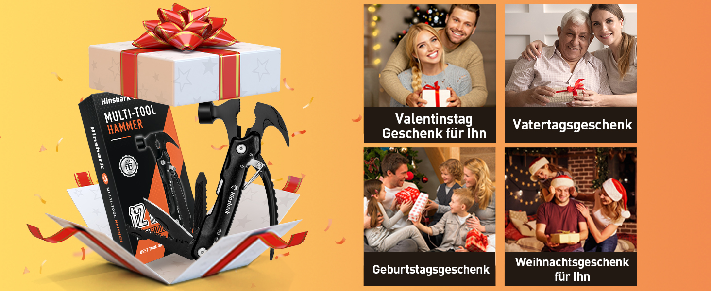 Мультитул 12-в-1 Hinshark для чоловіків: кемпінговий аксесуар, подарунок на День Папи, Різдво, День Святого Валентина