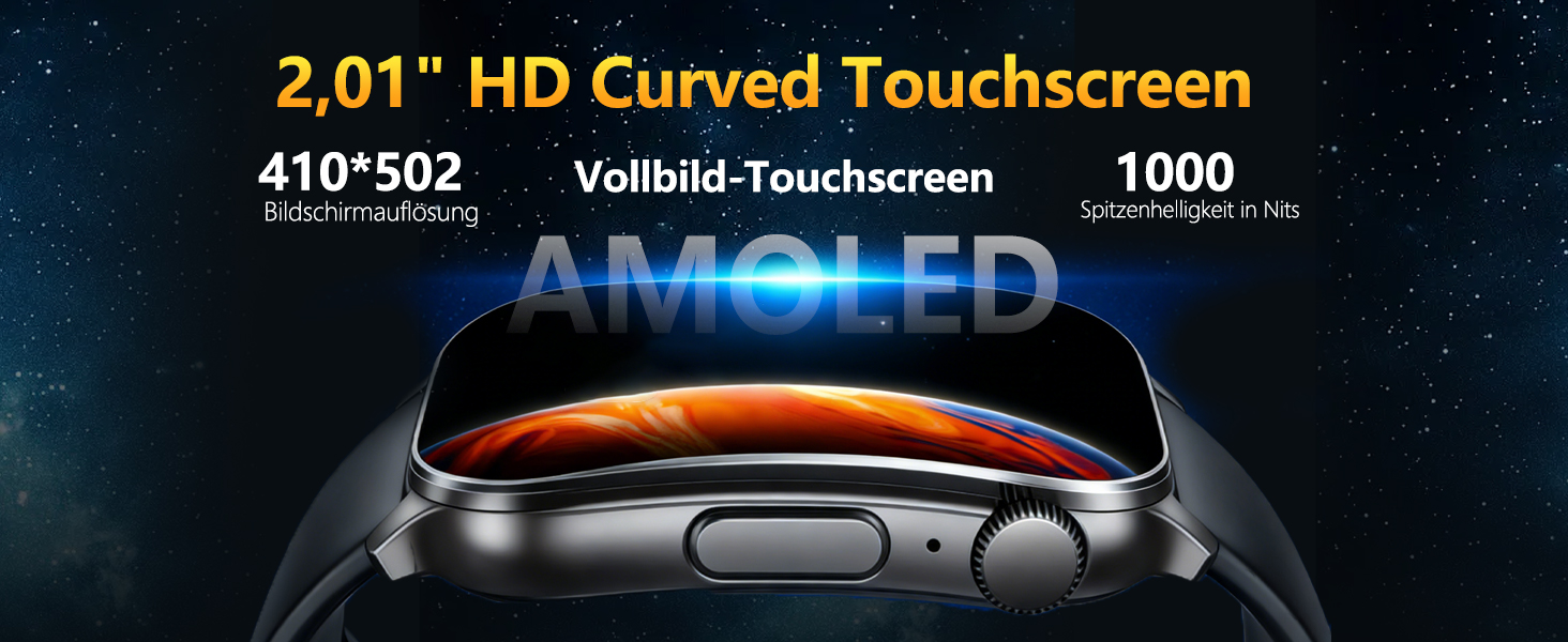 Смарт-годинник для жінок та чоловіків з AMOLED-дисплеєм 2.01