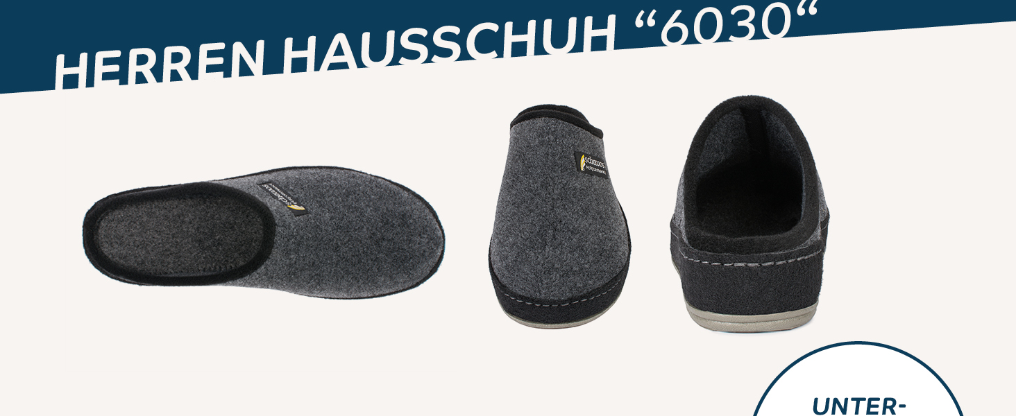 Чоловічі войлочні капці SCHAWOS 6030, дихаючі, чорні, розмір 45 EU