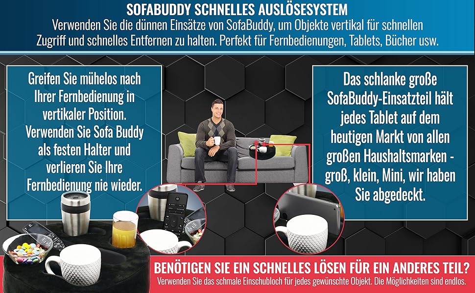 Підставка для чашок Sofa-Buddy з м'якого велюру, чорна, органайзер на диван, тримач для напоїв, практичний аксесуар для дивану