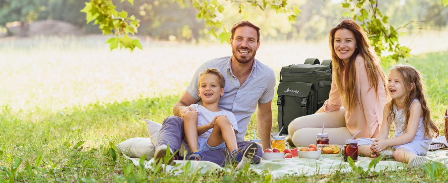Рюкзак-холодильник Upeelife 30L з килимком для пікніка, водонепроникний, для кемпінгу та пікніків, зелений