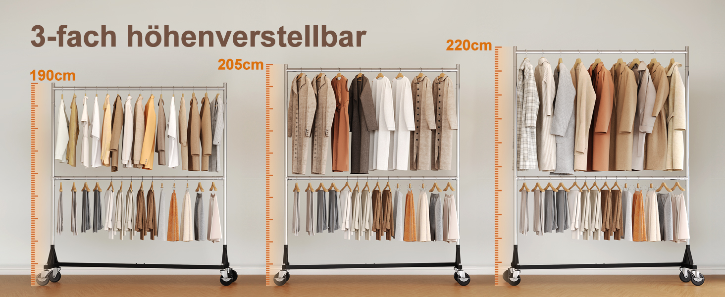 Комерційний вішак для одягу HOKEEPER на Z-підставці, вантажопідйомність 250 кг, міцний вішак для важких речей, регульована штанга для одягу на колесах, 58x159x220 см