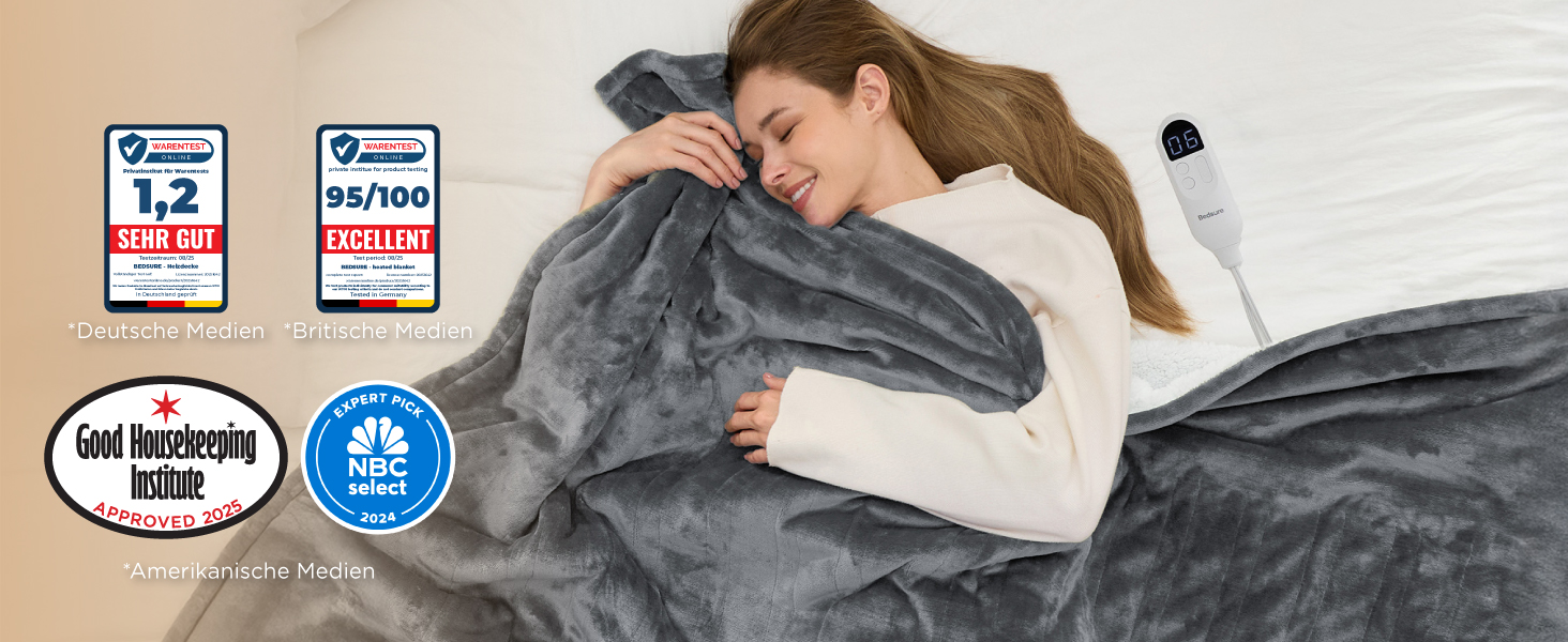 Електрична ковдра BEDSURE з автоматичним вимкненням, 130x180 см, сіра - тепла подарунок для мами на Різдво