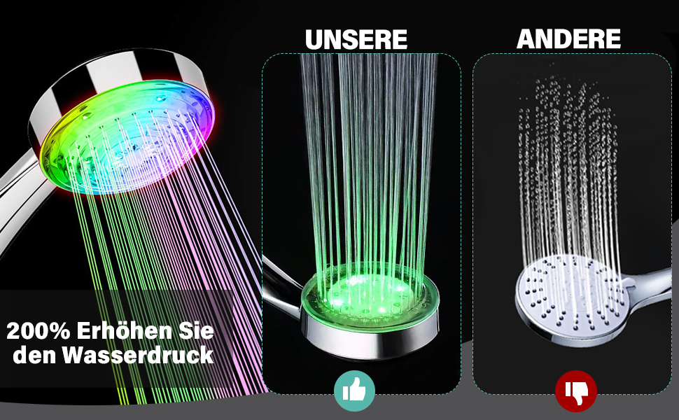 JINYOMFLY LED Shower Head with Lights, Shower Head with LED Lighting, 15CM Shower Head Color Changing, 3 Shower Modes Shower Light, Shower Head Light with Liquid Silicone Nozzle (Round)