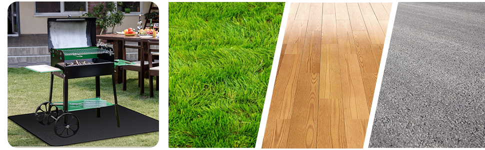 Вогнетривкий килимок для гриля та мангала ROCKY&CHAO, захисна підкладка з скловолокна та алюмінію 152x107 см для кемпінгу та тераси