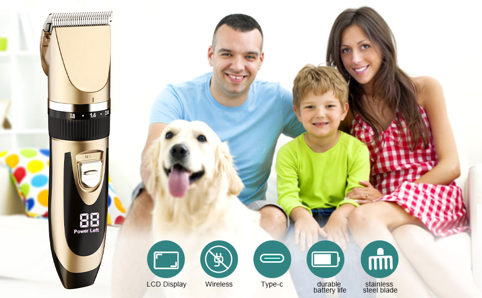 Професійна машинка для стрижки собак та котів Sjpzwcrl – бездротова, акумуляторна, з LCD-дисплеєм