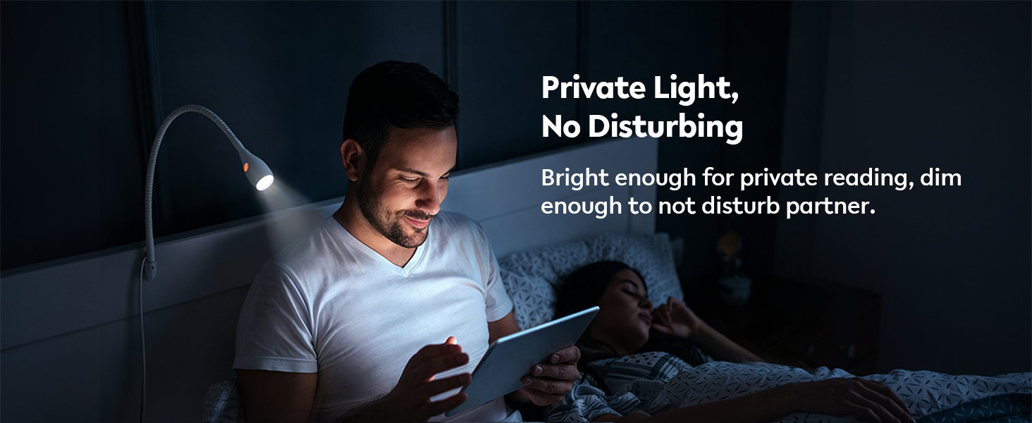 Світлодіодна настільна лампа Acegoo для читання з гнучким регульованим кронштейном (білий). Лампа для ліжка, настінна, диммована, 3000K, поворотна головка для спальні та книг.