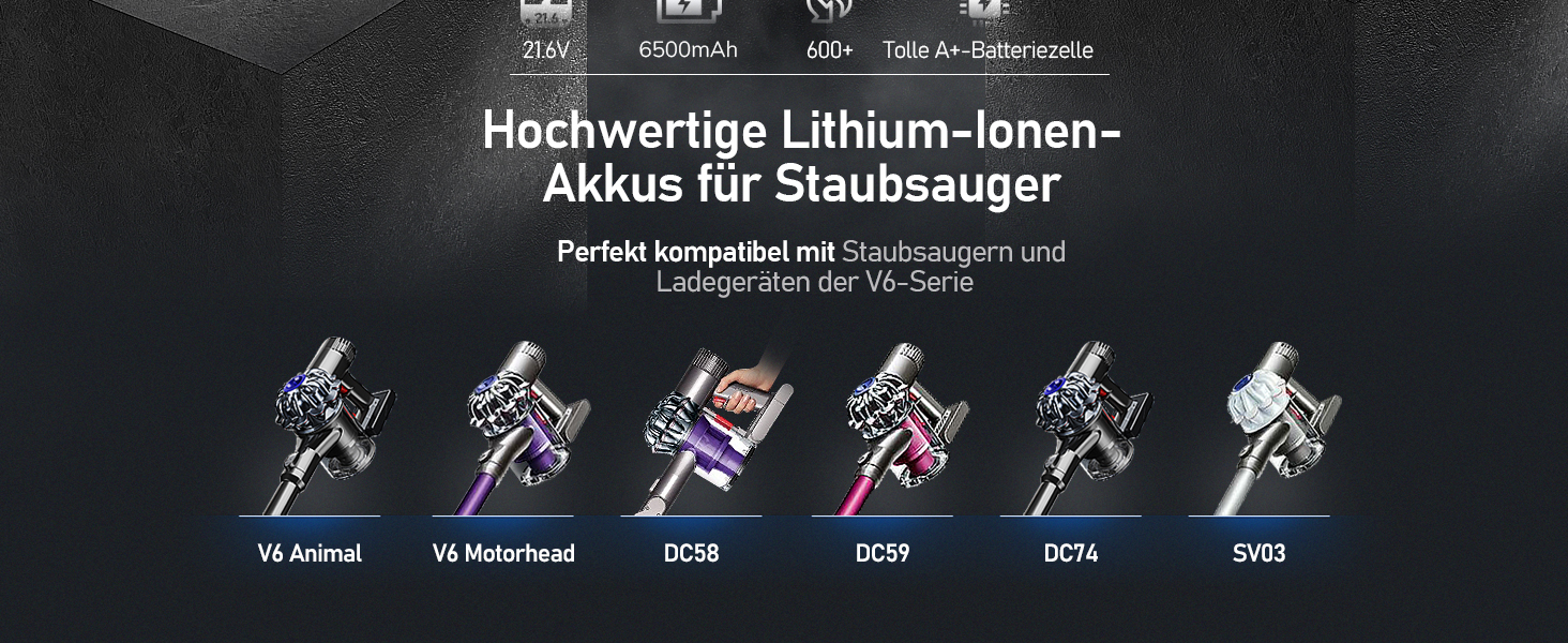 Акумулятор Keenstone 6500mAh 25.2V для пилососів Dyson V10 Animal, Absolute, Motörhead, Fluffy, Total Clean, SV12 (замінник V6 6.5Ah)