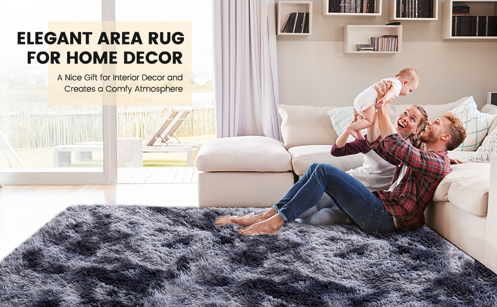 Пухнастий килим для вітальні Hochflor, 160x230 см, антиковзаюча підкладка, для дитячої/вітальні