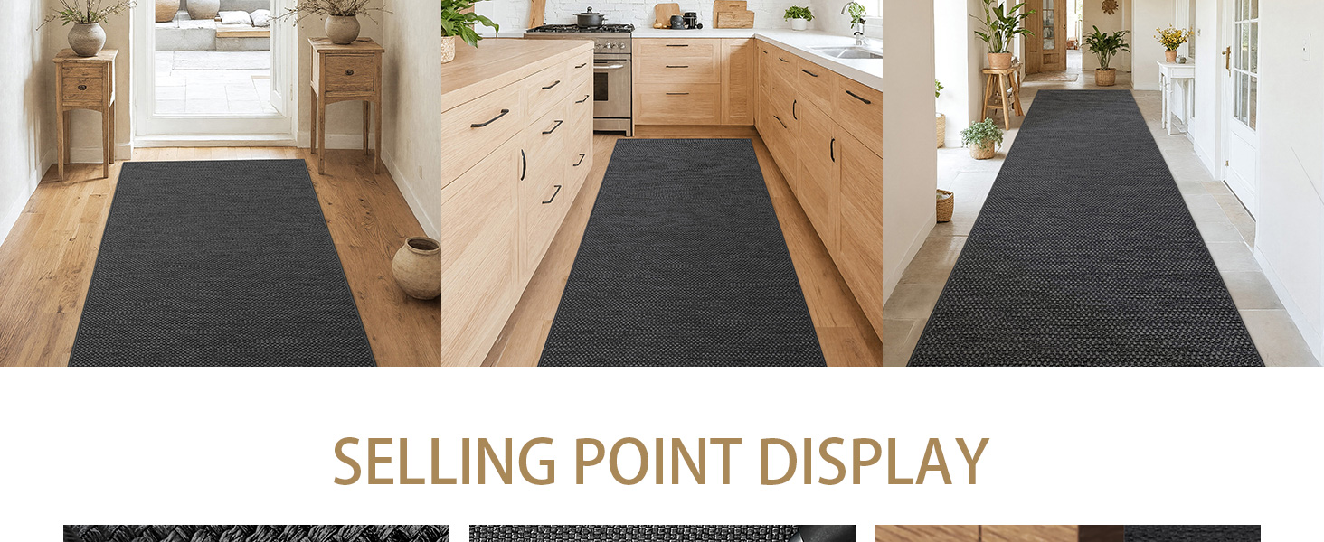 Килимок кухонний неслизький, 61x183 см, сірий, 4 мм, для кухні, перед пральною машиною, коридору
