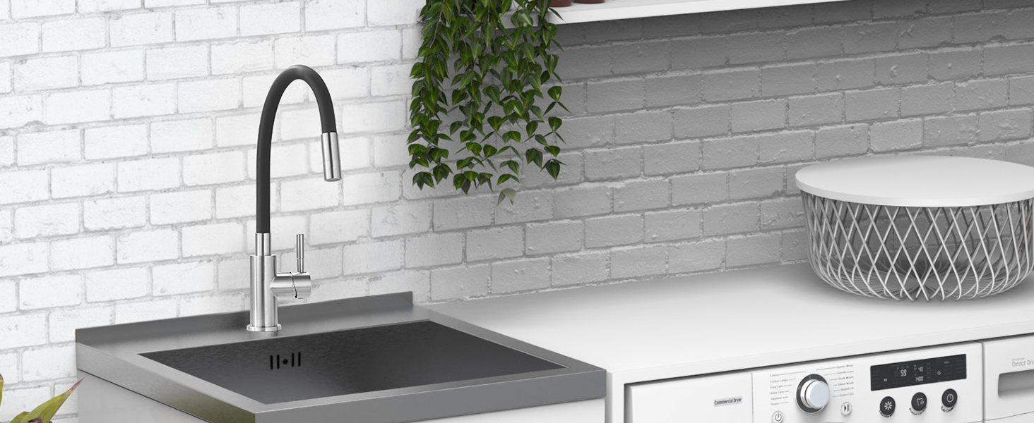 Кран кухонний CECIPA SOFETIY SERIE, чорний матовий, 2 режими струменя, нержавіюча сталь, поворотний 360°