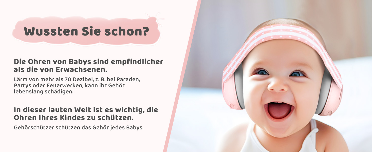 Навушники для захисту від шуму для немовлят 0-2 роки (Рожеві)