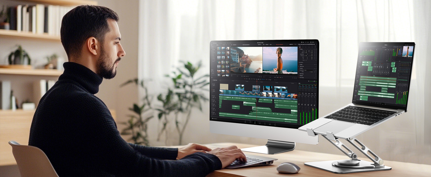 Регульована підставка для ноутбука 360° - ергономічна, до 16 дюймів, сумісна з MacBook Air/Pro