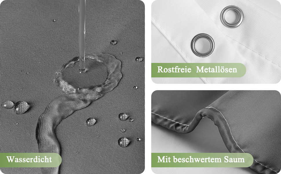 Шторка для душу AooHome 180x200 см, текстиль, сіра. Водостійка, з градієнтом кольору, антигрибкова, з 12 кільцями. Підходить для ванної кімнати.