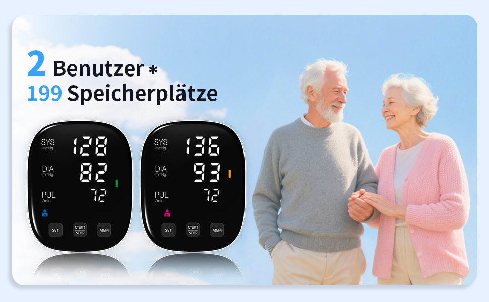 Тонометр на плече з великим LED-дисплеєм, визначення аритмії, вимірювання пульсу та індикатор ризику, 2×199 місця пам'яті, USB-порт, манжета 22-42 см