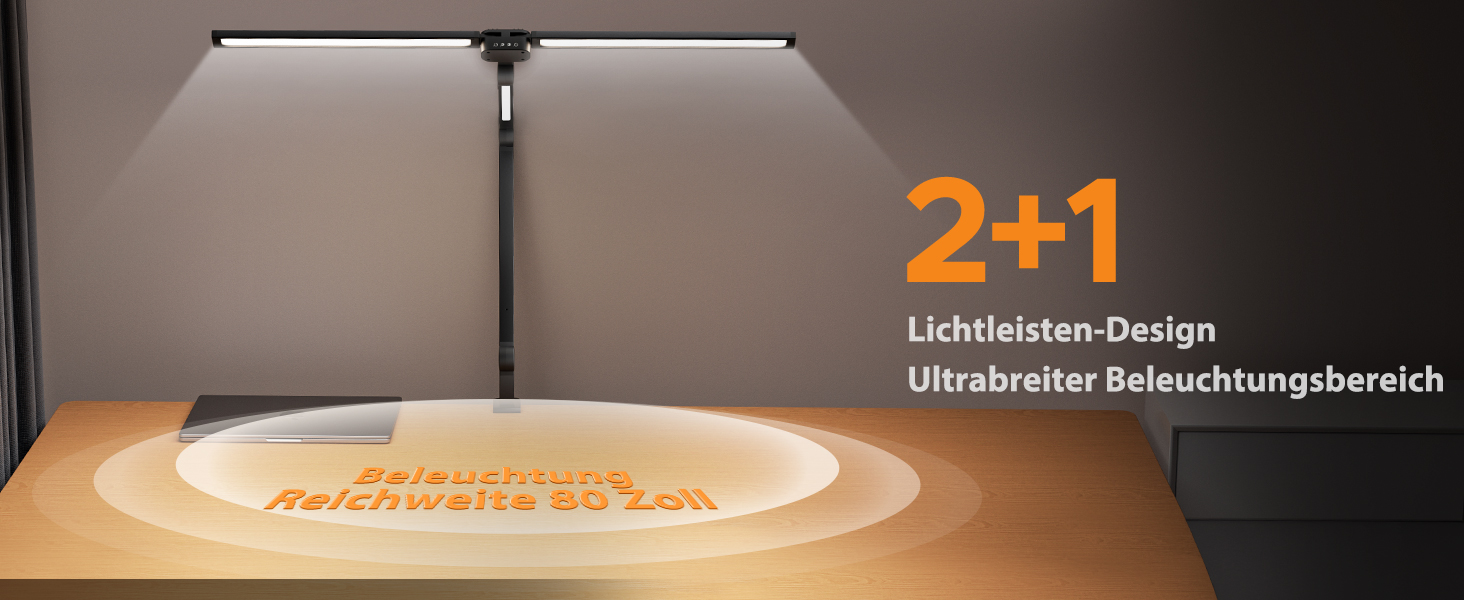 LED лампа NGTeco для робочого столу з 3 світлодіодними смугами, 99 см, регульована яскравість, захист очей, гнучкий шарнірний кріплення, 1500 люменів, архітектурна лампа з пультом дистанційного керування