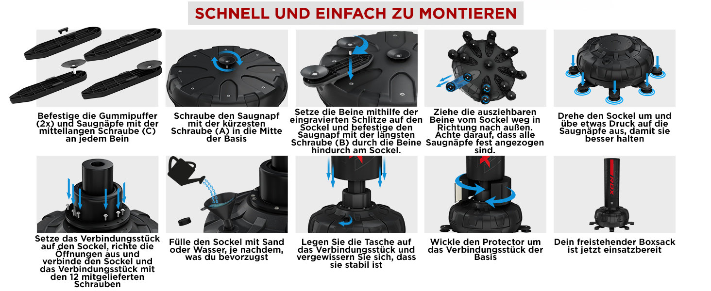 Стенд-боксерський мішок RDX 6FT 330LB з рукавичками та чохлом XXL. Ідеально для MMA, кікбоксингу, боксу, муай-тай. Чорний колір.