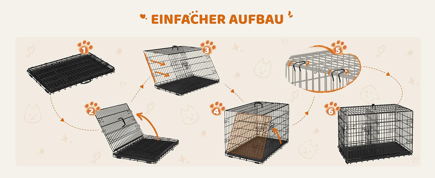 Клітка для собак Yaheetech 90x56x63 см, розкладний вольєр з перегородкою, 2 двері, висувна піддон, чорна, для дому та транспортування