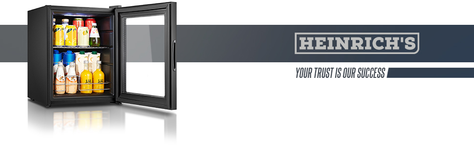 Міні-холодильник Heinrich з скляною дверцятами: компактний, тихий (40dB), LED-підсвічування, для офісу, кемпінгу, саду, 74 літри, 3 полиці