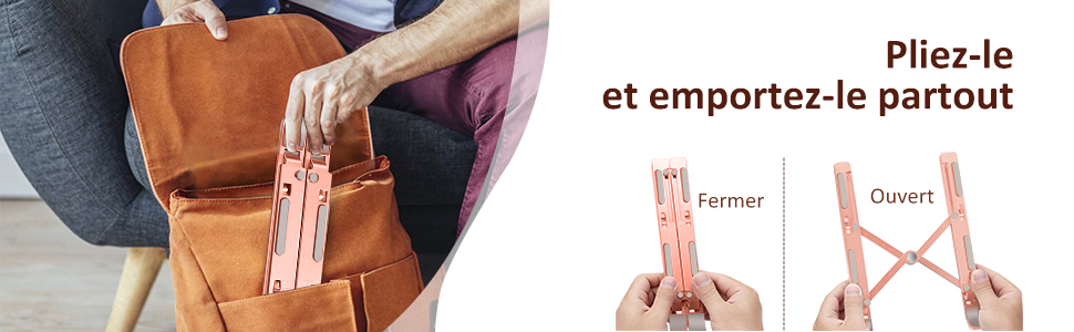 Підставка для ноутбука Ivoler, регульована по висоті (6 рівнів), алюмінієва, складна, портативна, з вентиляцією, сумісна з ноутбуками та планшетами 10-15.6