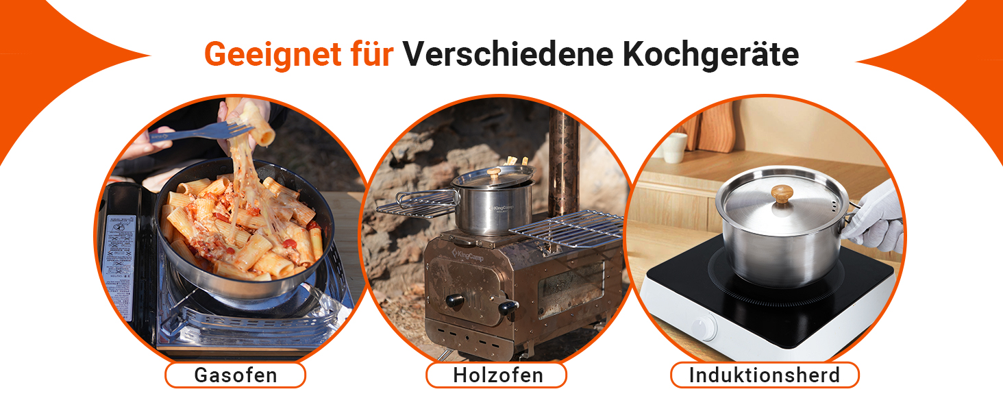 Набір кухонного посуду для кемпінгу KingCamp з антипригарним покриттям (4 шт.)