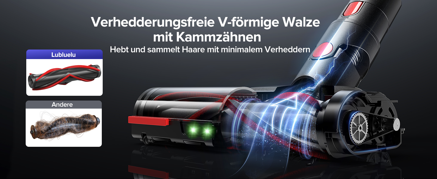 Бездротовий акумуляторний пилосос Lubluelu 550W/50KPa з дисплеєм та антизаплутувальною насадкою, до 50 хвилин роботи, для твердих поверхонь, килимів та шерсті тварин
