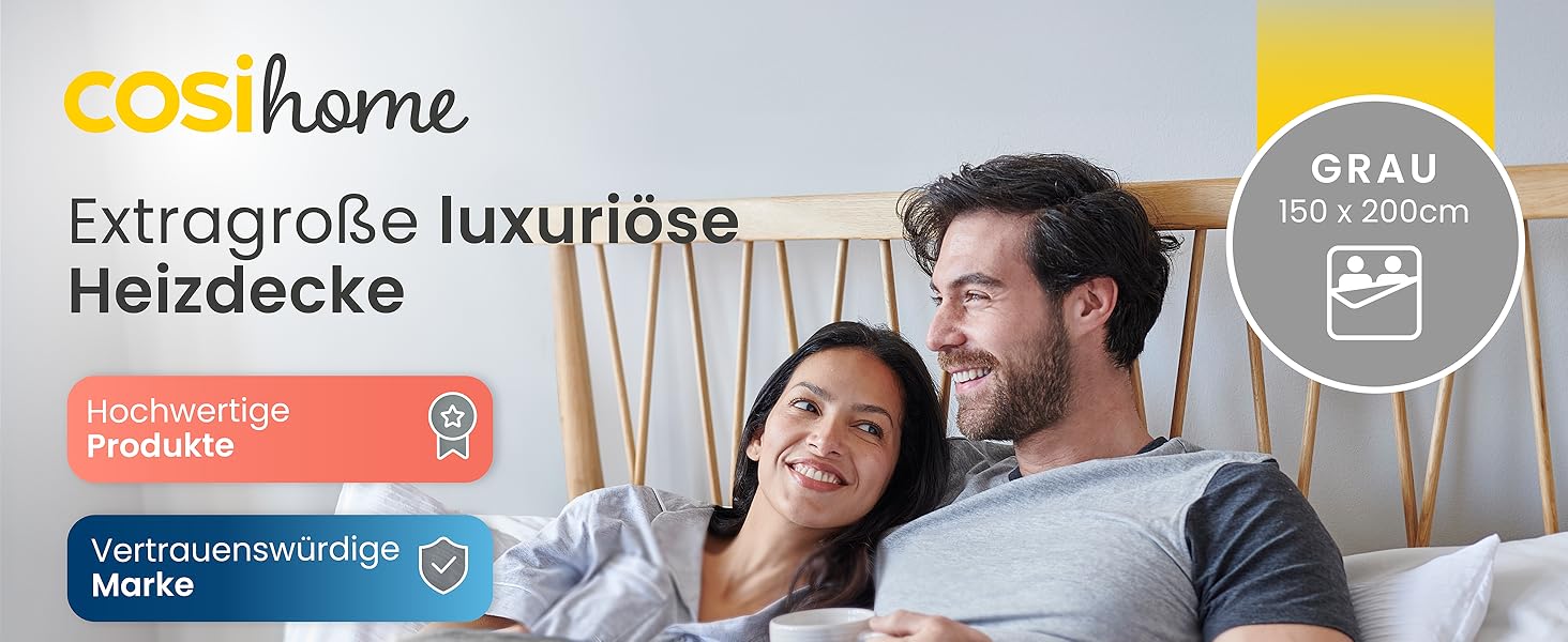 Електрична ковдра Cosi Home 180x130 см з підігрівом, автоматичним вимкненням, захистом від перегріву, з матеріалу Sherpa та Fleece, 10 температурних режимів, пульт керування, сірий колір