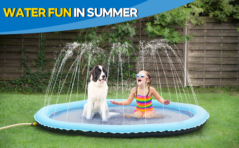 Дитячий розбризкувач Kinder з антиковзким покриттям, 200 см, іграшка для води, басейн для собак, ігри на вулиці, Splash Pad (блакитний)