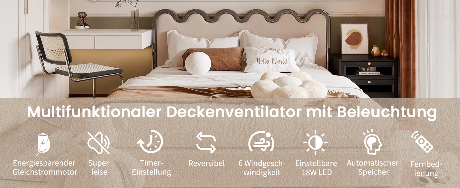 Стеляний вентилятор Holz з підсвіткою, тихий DC-двигун, 90 см, для вулиці, 3 дерев'яних лопаті, диммування LED 24W, пульт з пам'яттю, 6 швидкостей, таймер (світла текстура дерева, 75 см)