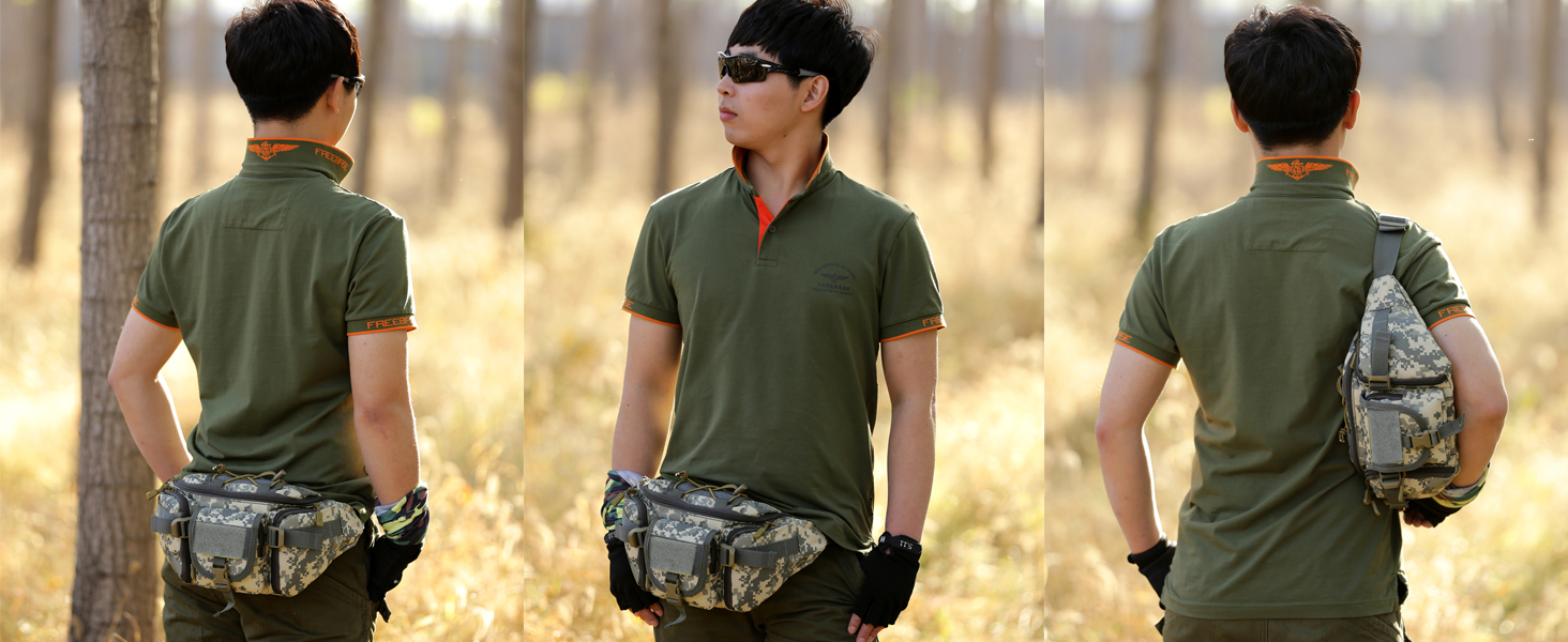 Тактична чоловіча поясна сумка Molle, водонепроникна, унісекс, чорна