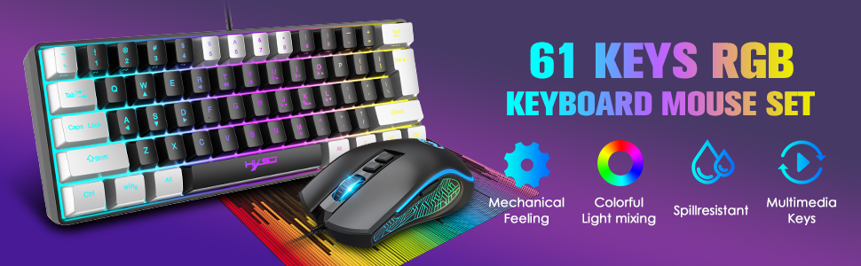 Ігрова комбінація клавіатури та миші XINMENG з RGB-підсвічуванням, миспад, 3600 DPI, серія Panda, для PS4/Windows/PC/Mac/Laptop, чорний