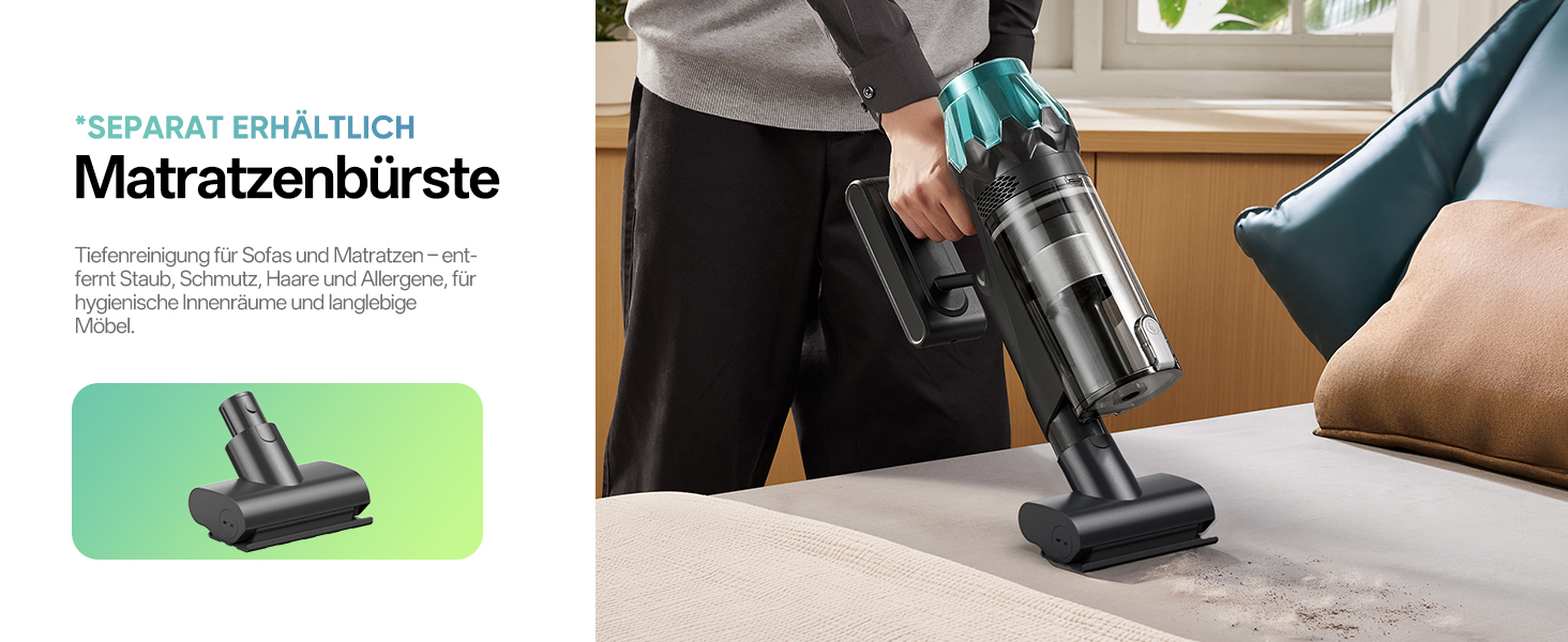 Бездротовий пилосос Vexilar V15Max з функцією миття підлоги, 60KPa/600W/60хв, гнучкий шланг, док-станція, GreenEye, насадка для твердих підлог та шерсті тварин, об'єм 1,5л, для килимів та шерсті тварин, колір: блакитний